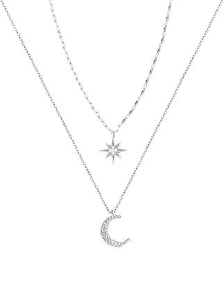 collar origina plata luna estrella mujer