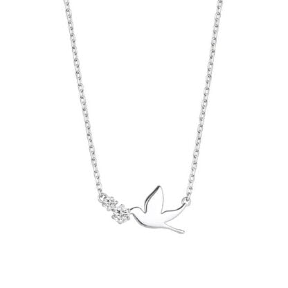 collar colgante pajaro plata