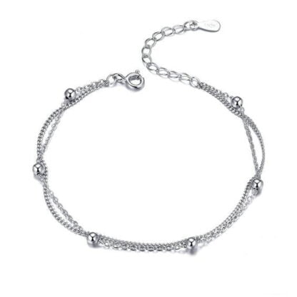 pulsera cadena bolitas plata