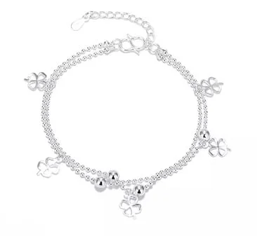 pulsera trebol plata