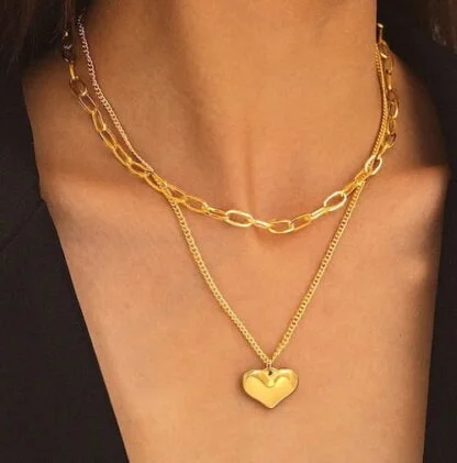 collar dos cadenas corazon