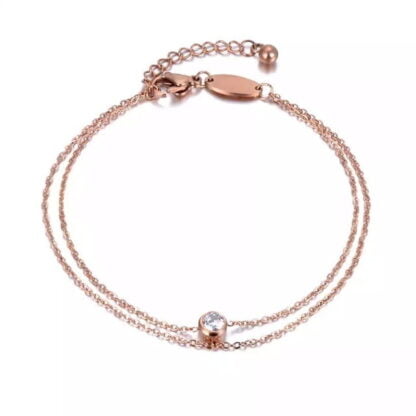 pulsera doble cadena oro rosa