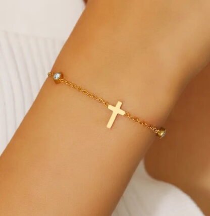 pulsera fina cruz