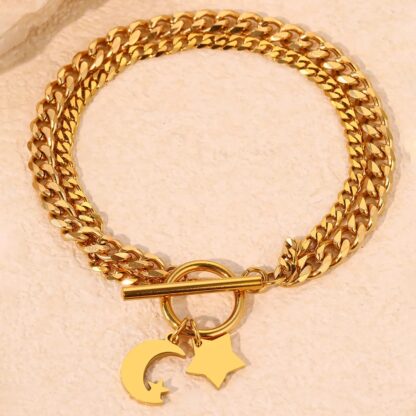 pulsera luna estrella acero inoxidable