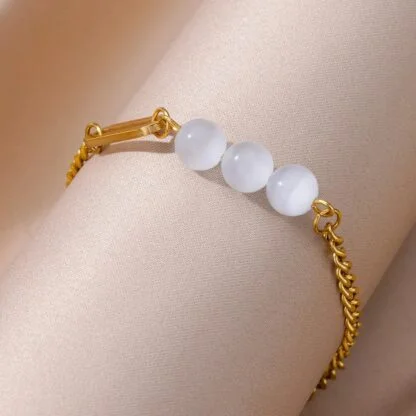 pulsera piedra blanca mujer